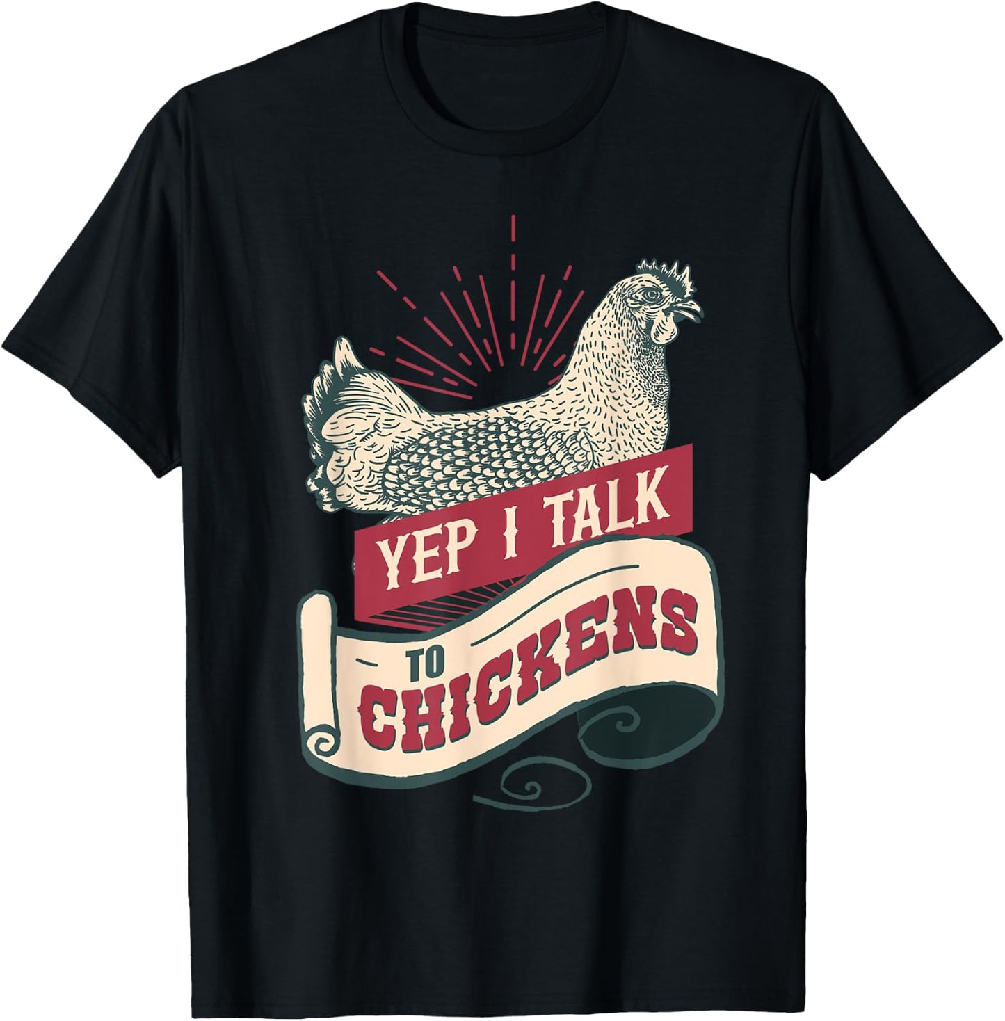 Yep I Talk To Chickens Vintage Style Shirt Chicken T-Shirt - T-Shirt | Black