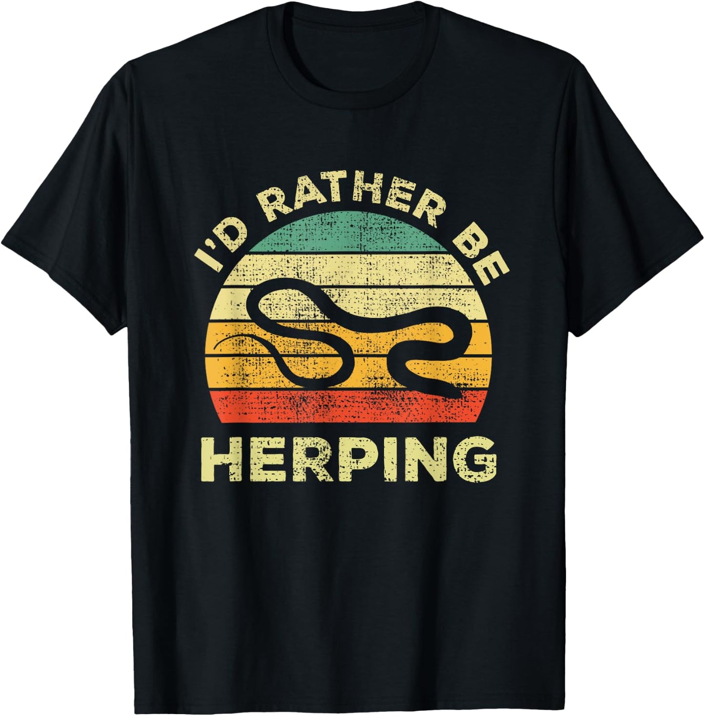 Herpetology And Herping Vintage Gift I'd Rather Be Herping T-Shirt - T-Shirt | Black