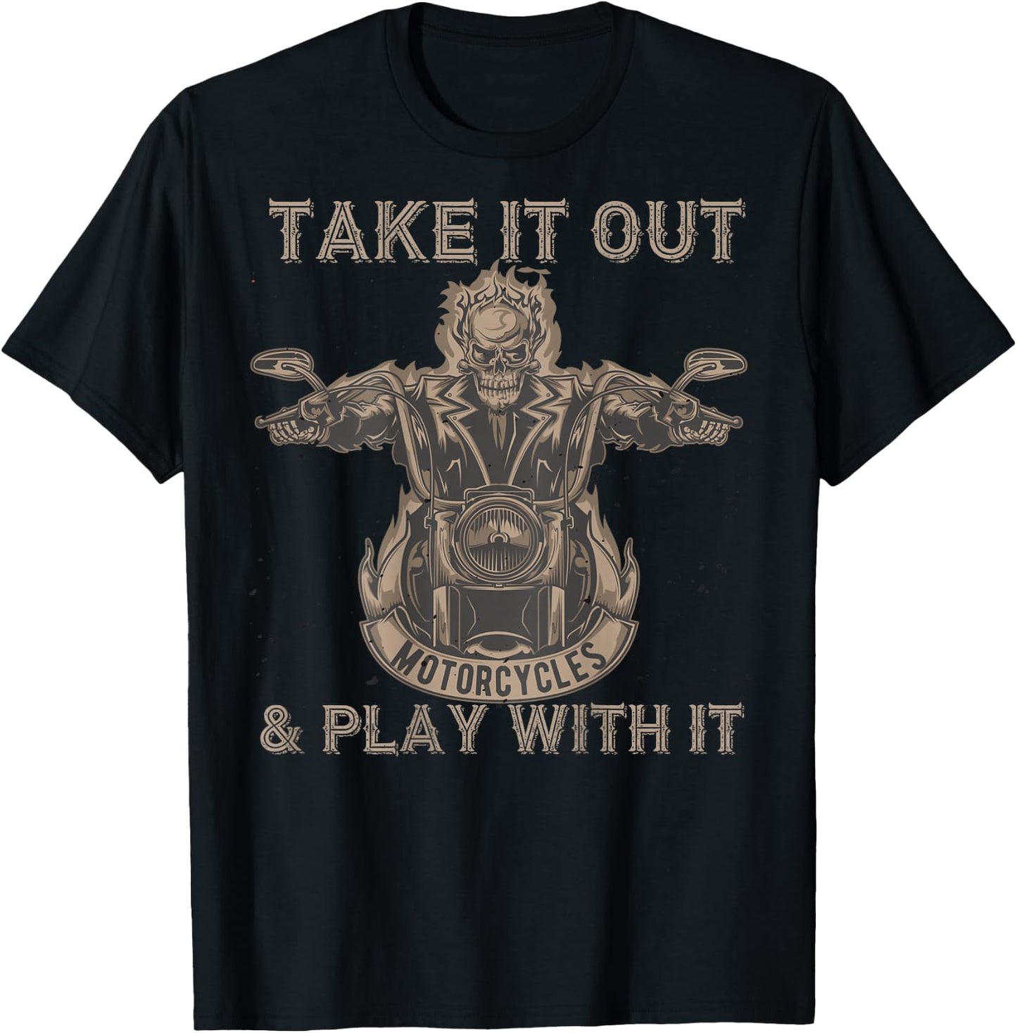 Funny Biker Skeleton Motorcycle Rider - Back Print T-Shirt - T-Shirt | Black