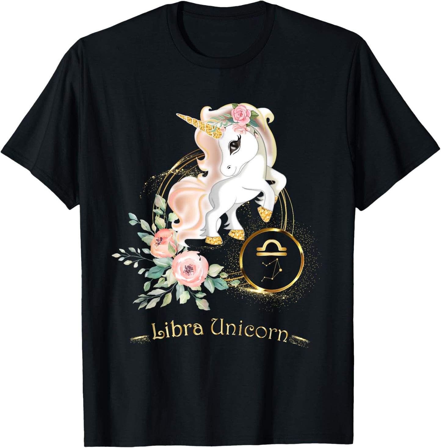 Libra Shirt Zodiac Unicorn Sign Astrology Kids T-Shirt - T-Shirt | Black