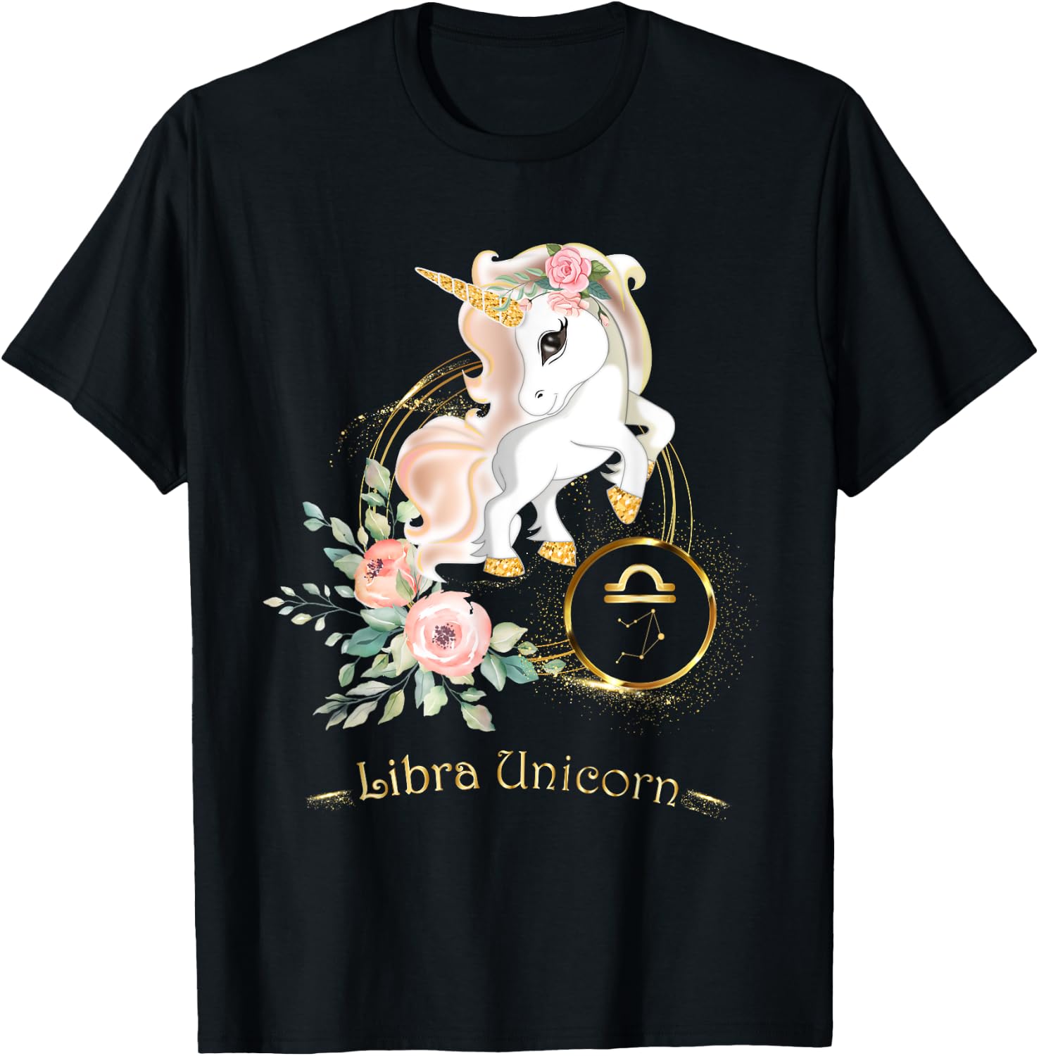 Libra Shirt Zodiac Unicorn Sign Astrology Kids T-Shirt - T-Shirt | Black