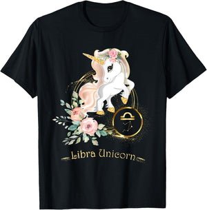 Libra Shirt Zodiac Unicorn Sign Astrology Kids T-Shirt - T-Shirt | Black