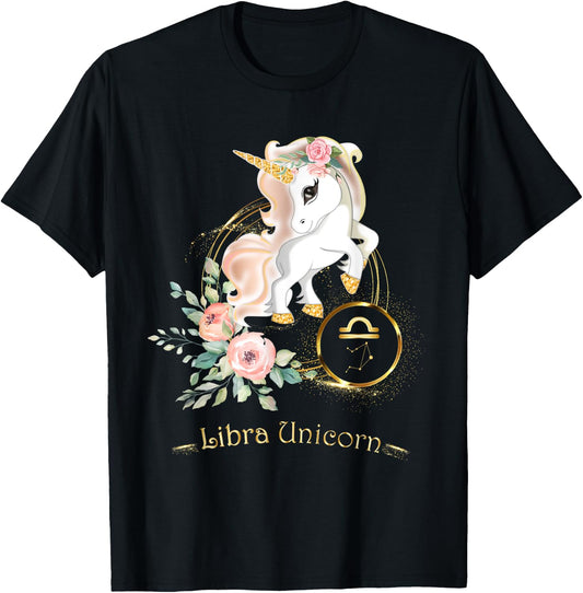 Libra Shirt Zodiac Unicorn Sign Astrology Kids T-Shirt - T-Shirt | Black
