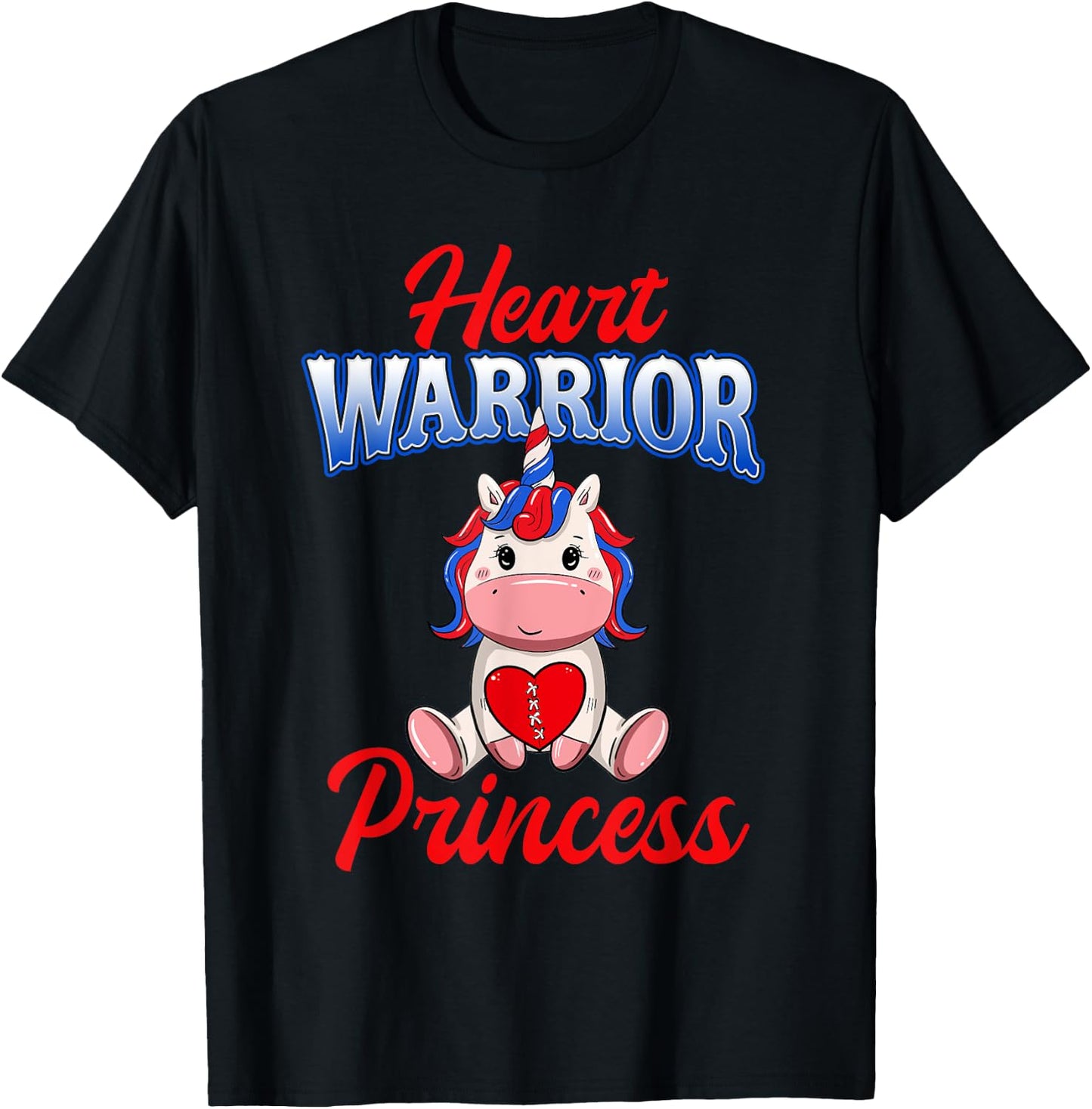Unicorn Heart Warrior Princess CHD Awareness Shirts Girls T-Shirt - T-Shirt | Black