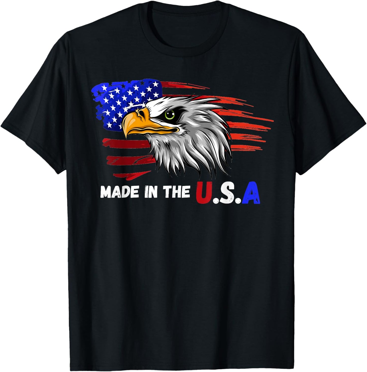 Made In The U.S.A Bald Eagle Patriotic Flag Tattoo T-Shirt - T-Shirt | Black