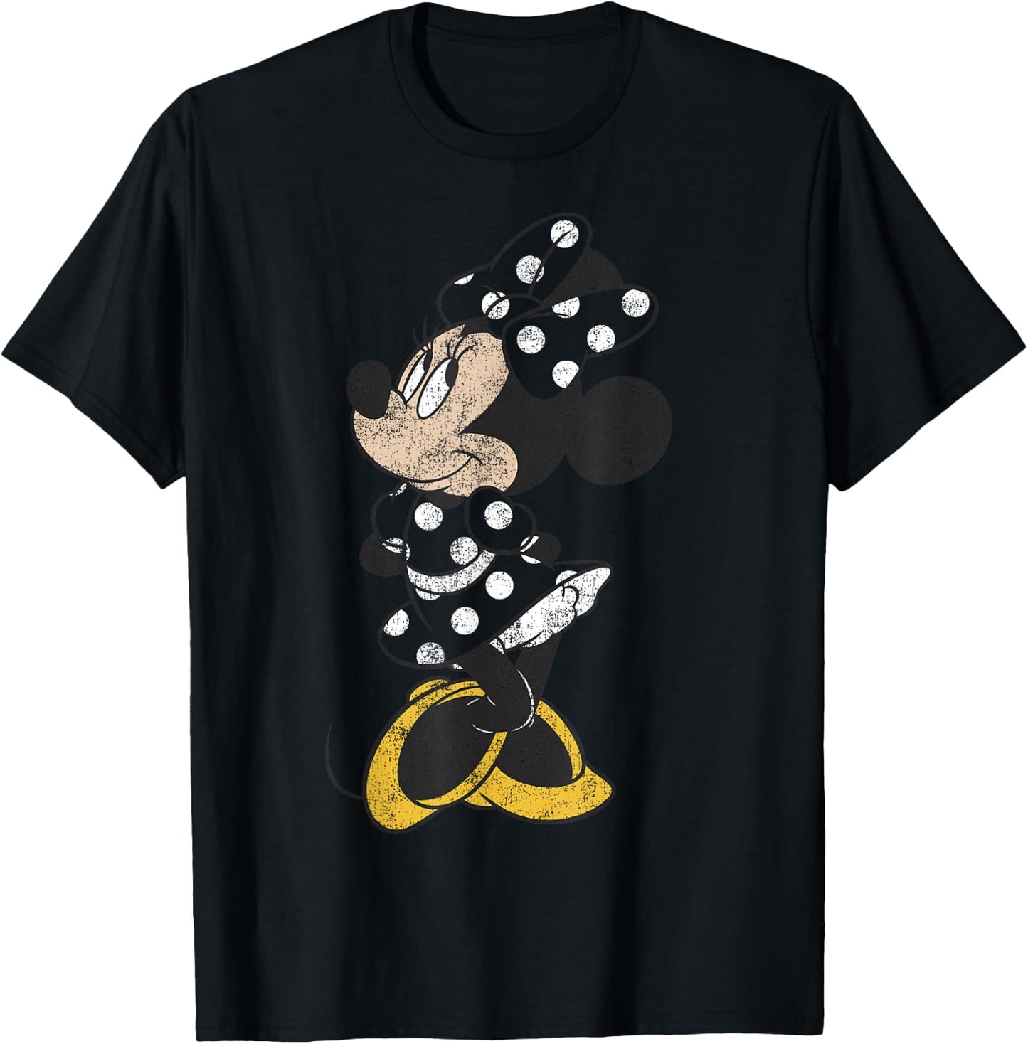 Disney Mickey and Friends Minnie Mouse Simple Distressed T-Shirt - T-Shirt | Black