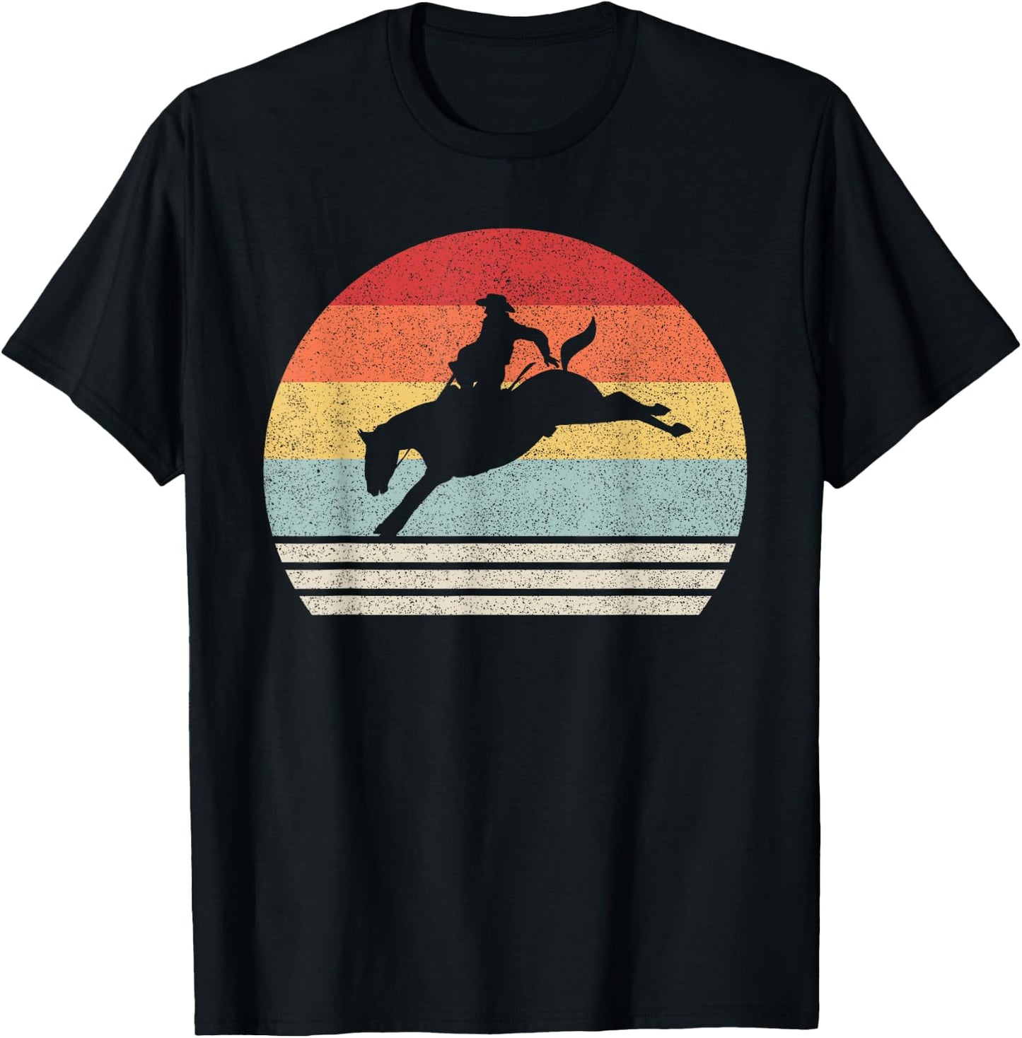Retro Rodeo Bucking Bronc Riding Bronco Horse T-Shirt - T-Shirt | Black