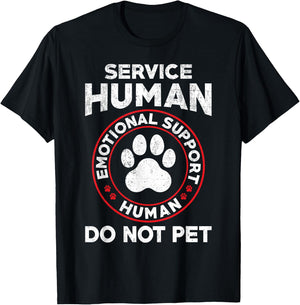 Service Dog Human Do Not Pet Funny Rescue Dog Owner Vintage T-Shirt - T-Shirt | Black