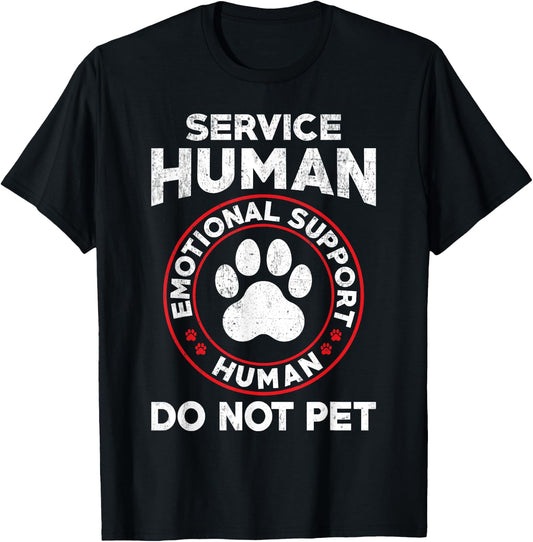 Service Dog Human Do Not Pet Funny Rescue Dog Owner Vintage T-Shirt - T-Shirt | Black
