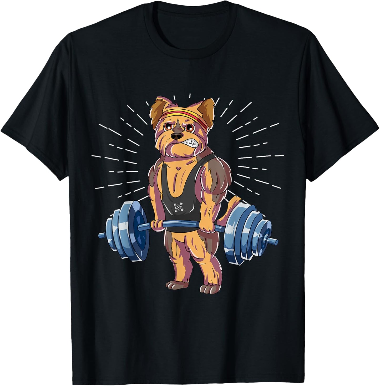 Yorkie Deadlift Fitness Gym Weightlifting T-Shirt - T-Shirt | Black