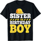 Sister of the Birthday Boy Construction Birthday Party T-Shirt - T-Shirt | Black