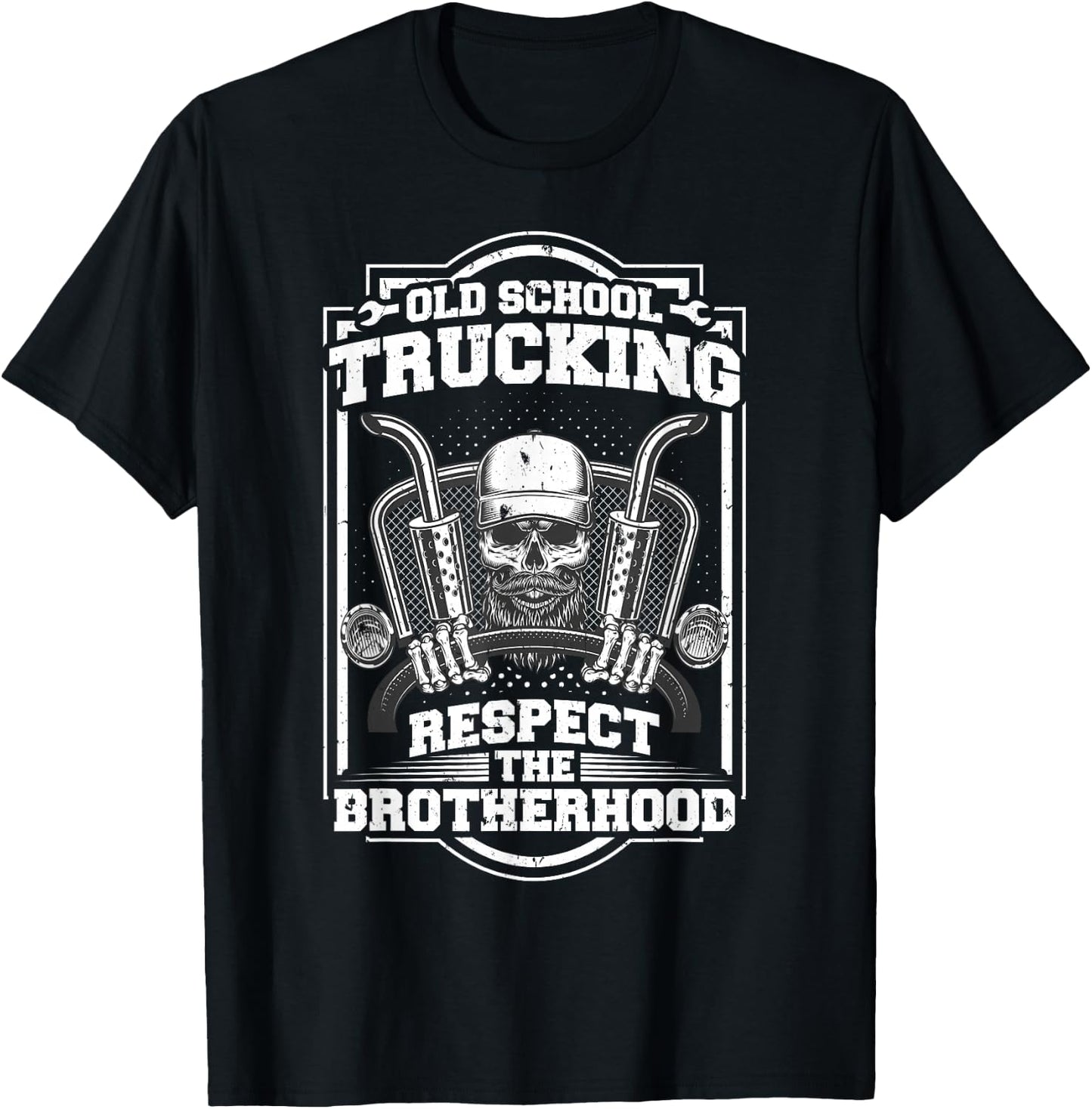 Trucker Truck Driver Old School Trucking Brotherhood T-Shirt - T-Shirt | Black