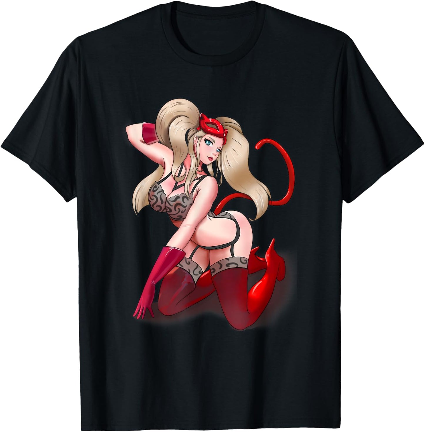 Sexy Hot kawaii Girl Cat Mask Anime Hentai Manga Sexy Adult T-Shirt - T-Shirt | Black