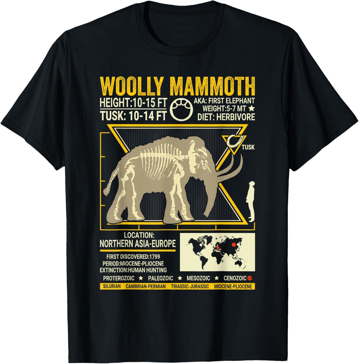 Woolly Mammoth Science Anatomy Extinct Animal Lover Facts T-Shirt - T-Shirt | Black