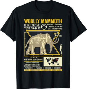 Woolly Mammoth Science Anatomy Extinct Animal Lover Facts T-Shirt - T-Shirt | Black