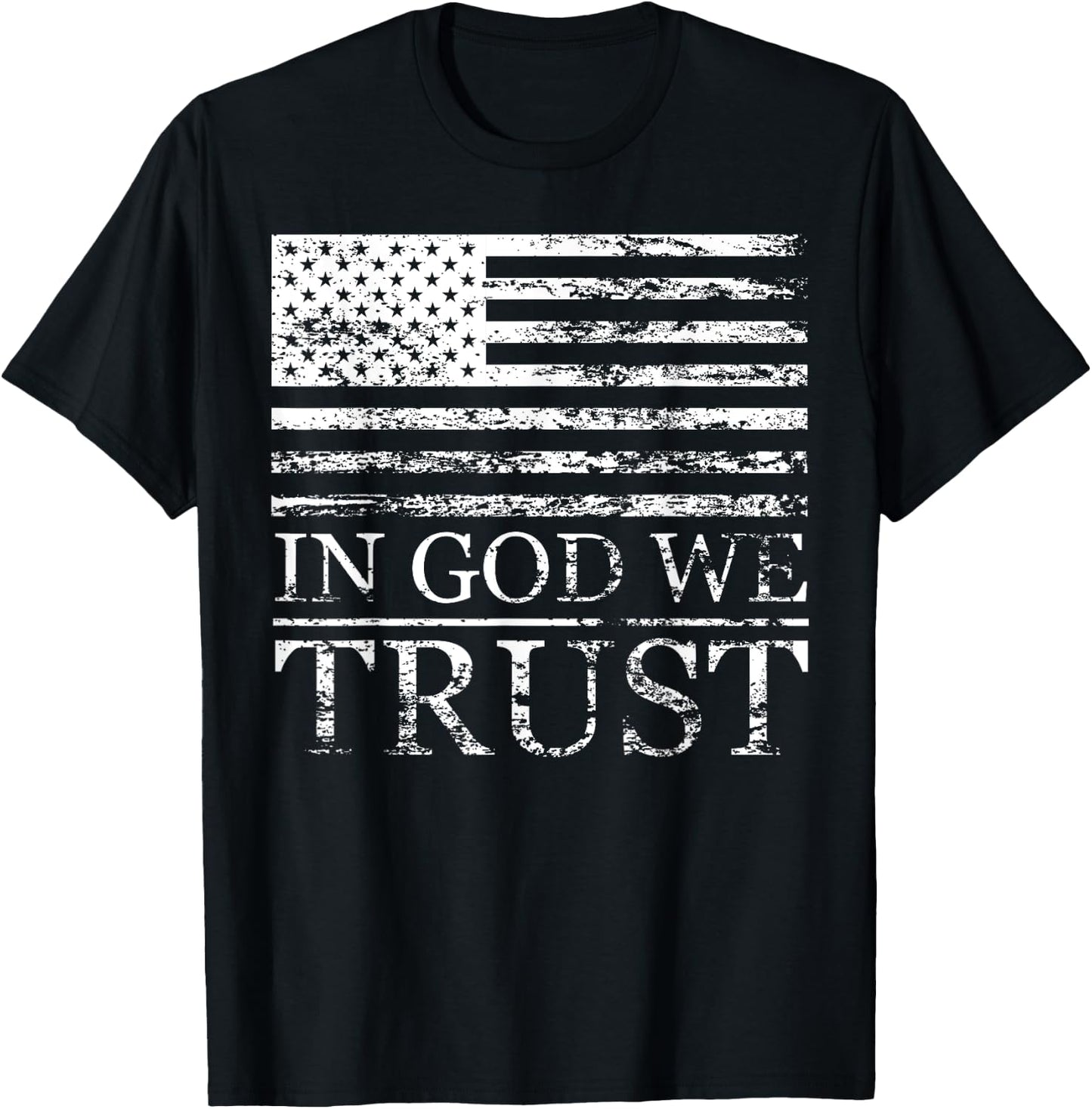 In God We Trust - Distressed Grunge American Flag USA Proud Women Men T-Shirt - T-Shirt | Black