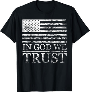 In God We Trust - Distressed Grunge American Flag USA Proud Women Men T-Shirt - T-Shirt | Black