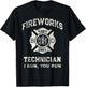 Funny Fireworks Technician Pyro Tech Firefighter America Red T-Shirt - T-Shirt | Black