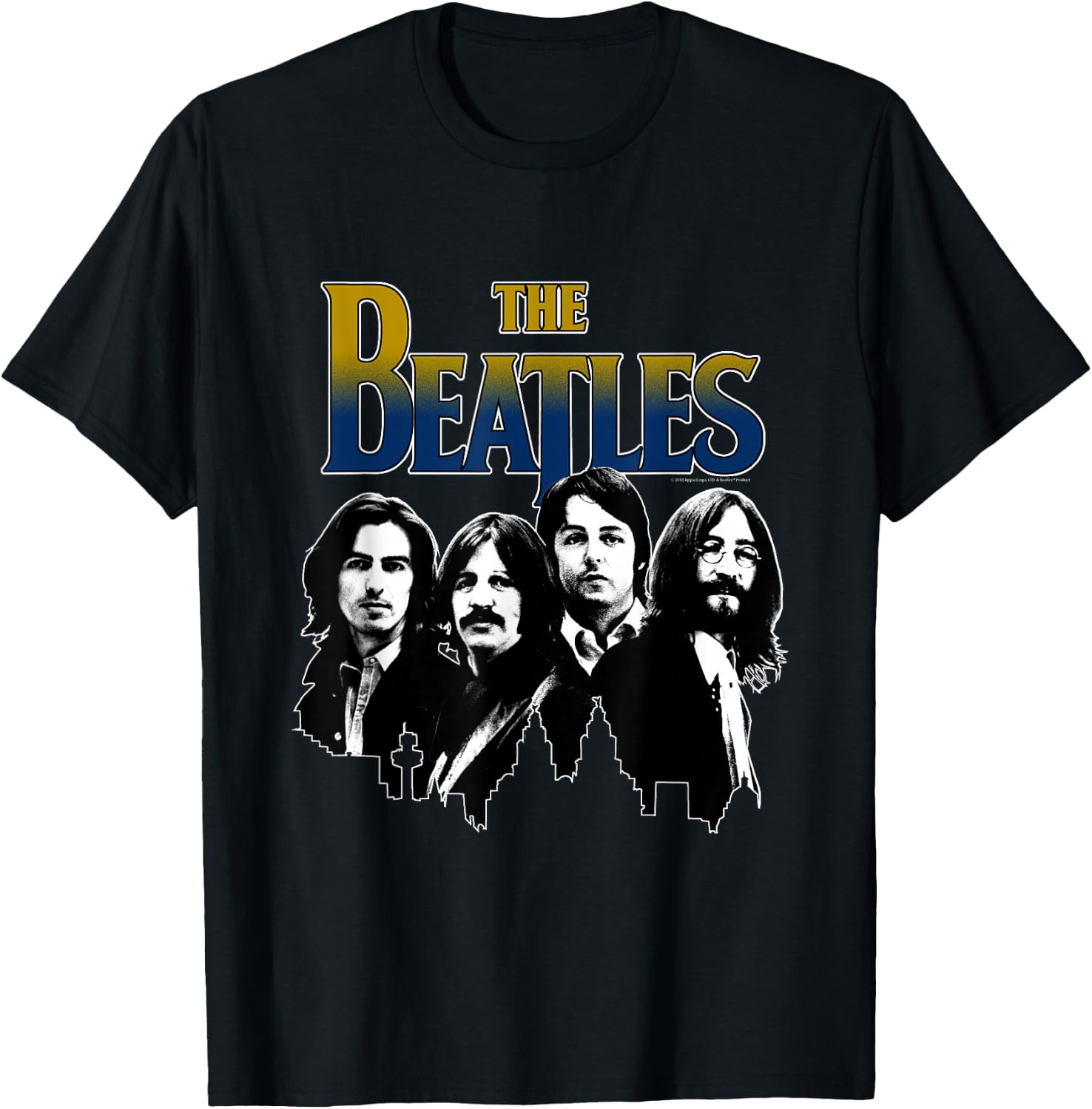 The Beatles Black and White Skyline T-Shirt - T-Shirt | Black