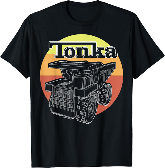 Tonka Retro Sunset Stripe Vintage Truck Logo T-Shirt - T-Shirt | Black