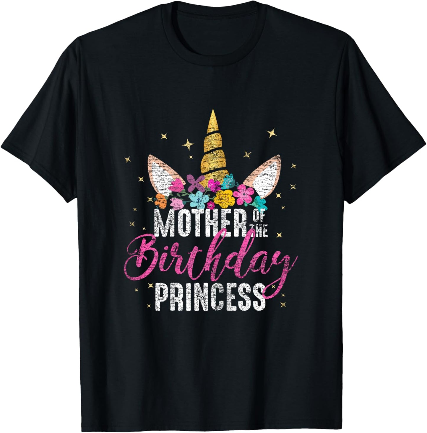 Mother Of The Birthday Princess Mommy Gifts Unicorn Birthday T-Shirt - T-Shirt | Black