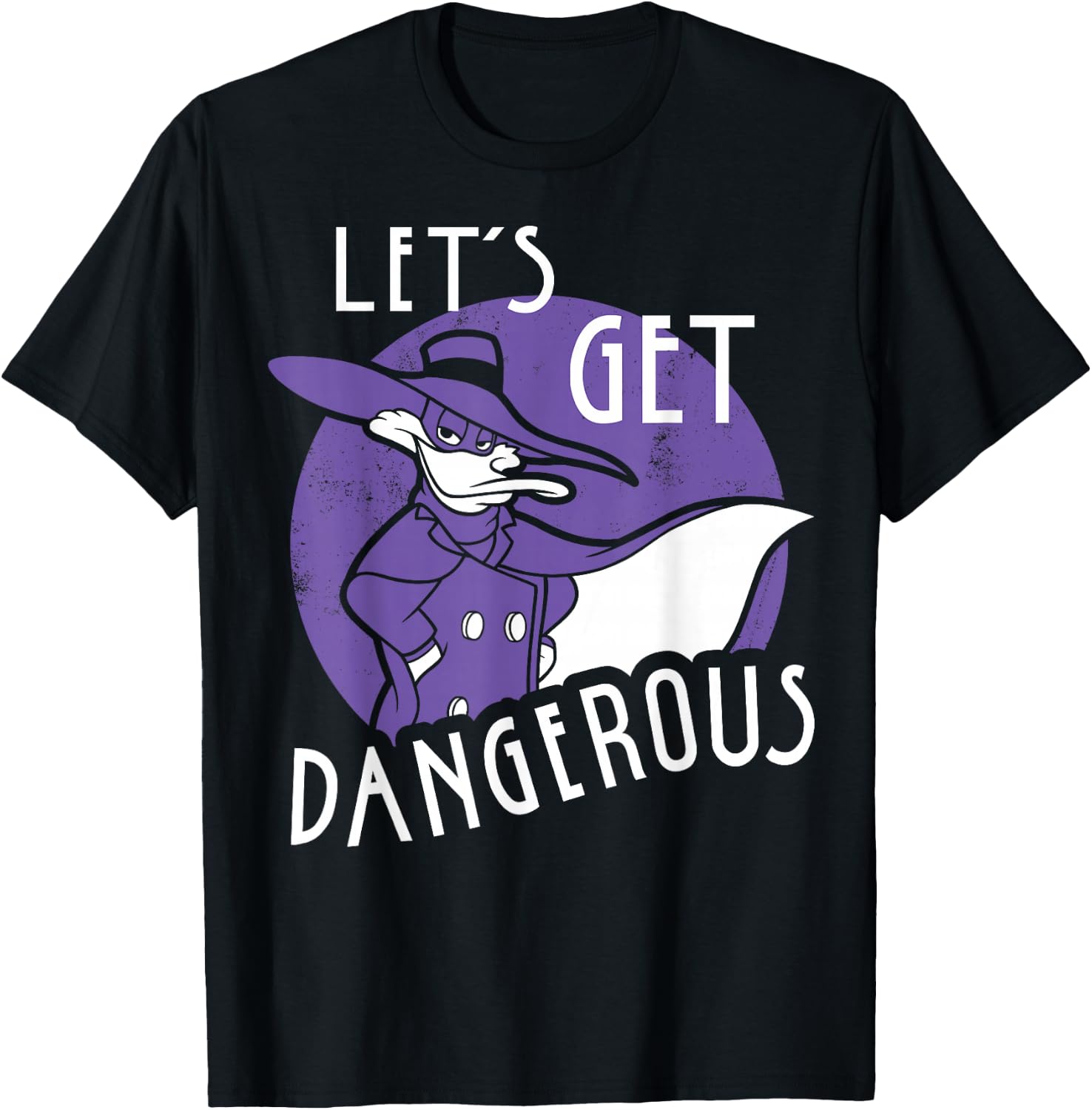 Disney Darkwing Duck Let's Get Dangerous Retro Circle Pose T-Shirt - T-Shirt | Black