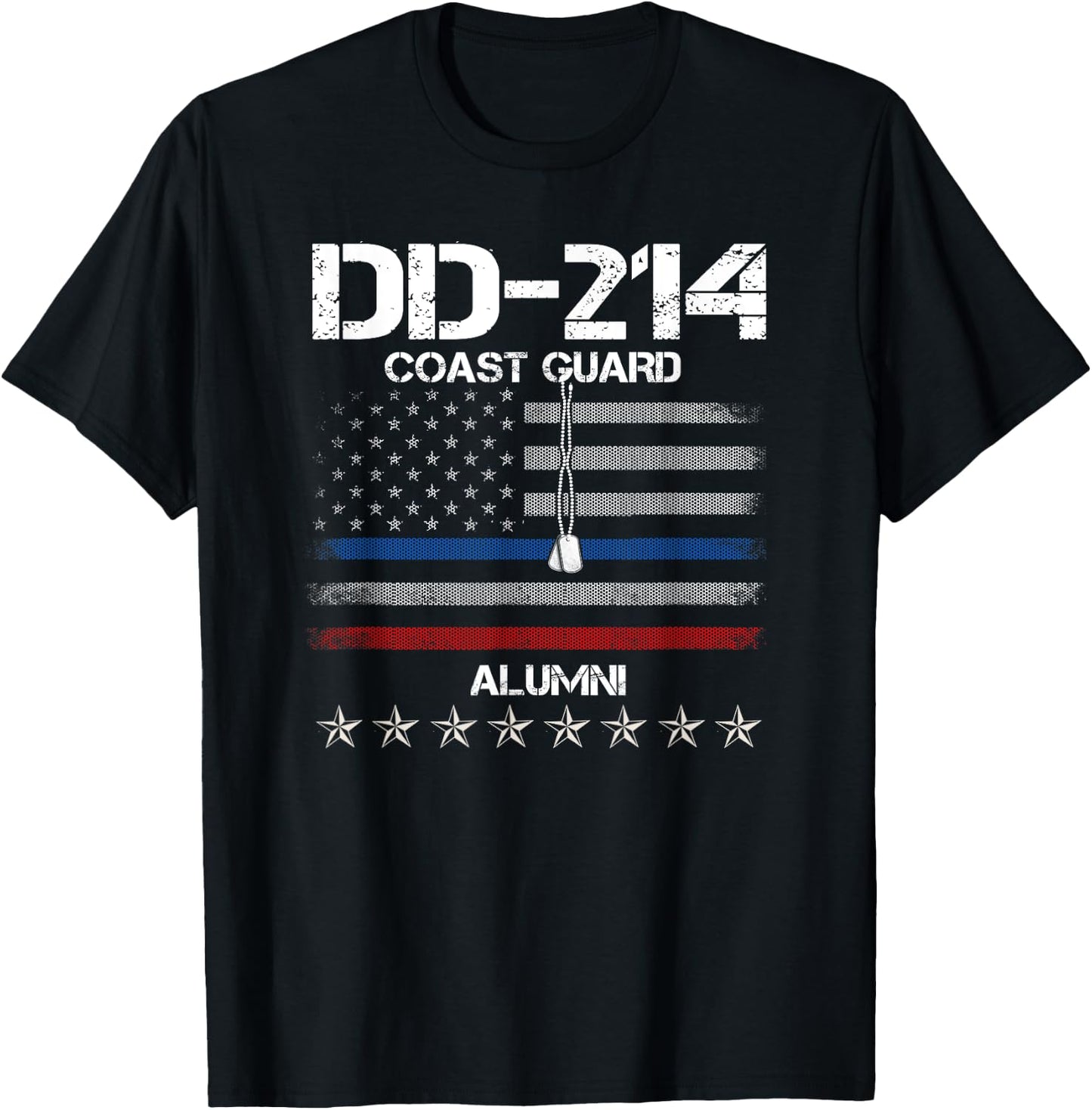 DD-214 US Coast Guard Alumni USCG American Flag Vintage T-Shirt - T-Shirt | Black