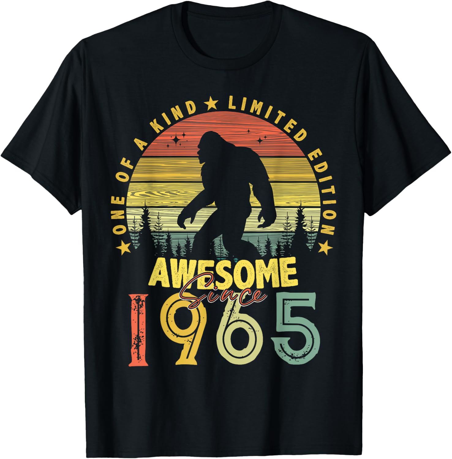 Awesome Since 1965 59th Birthday Gifts Bigfoot Born in 1965 T-Shirt - T-Shirt | Black