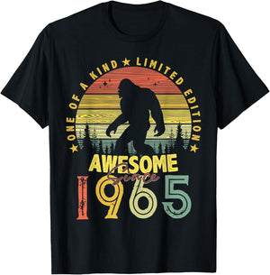 Awesome Since 1965 59th Birthday Gifts Bigfoot Born in 1965 T-Shirt - T-Shirt | Black