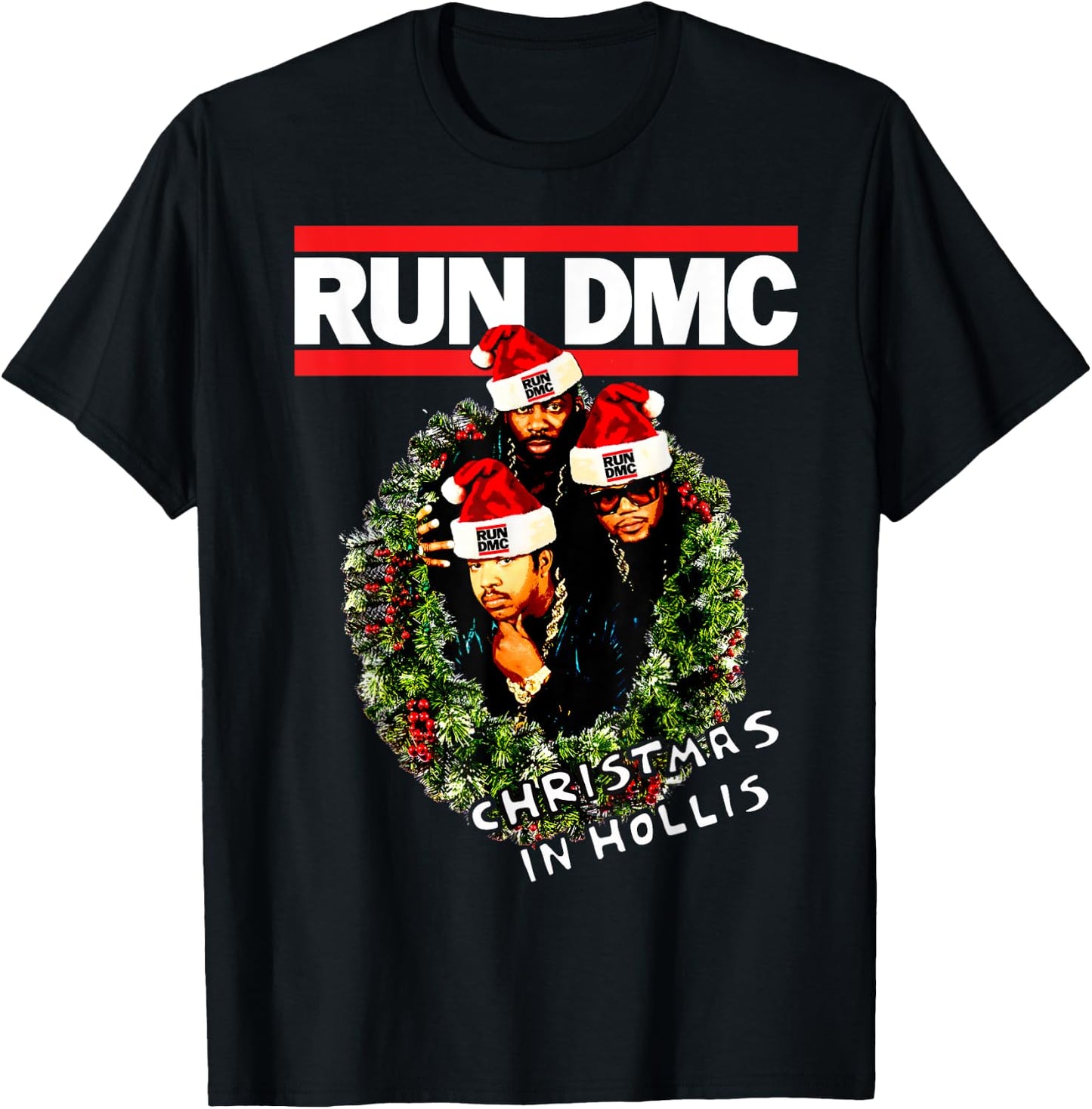 Run DMC Christmas In Hollis Black T-Shirt - T-Shirt | Black