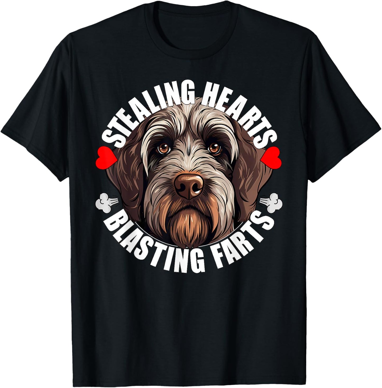 Wirehaired Pointing Griffon Stealing Hearts Blasting Farts T-Shirt - T-Shirt | Black