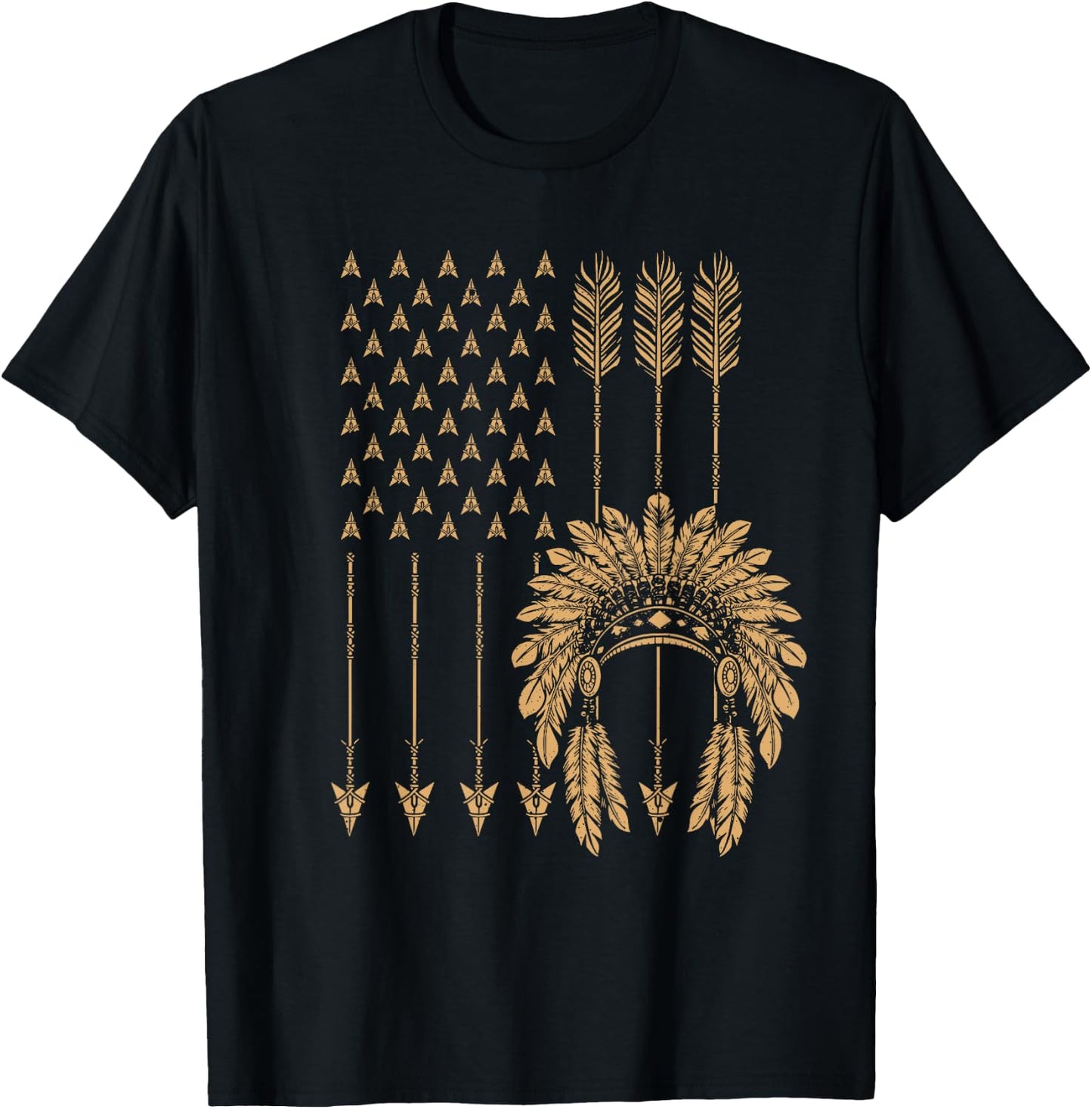 Funny Native American Flag Gift Cool USA Tribe Patriotic Women Girls Kids Men T-Shirt - T-Shirt | Black