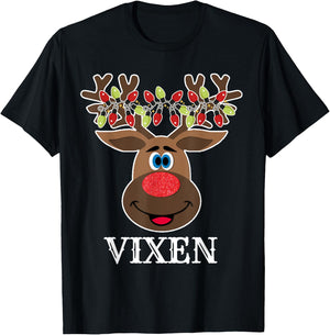 Santa Reindeer Vixen Xmas Group Costume T-Shirt - T-Shirt | Black