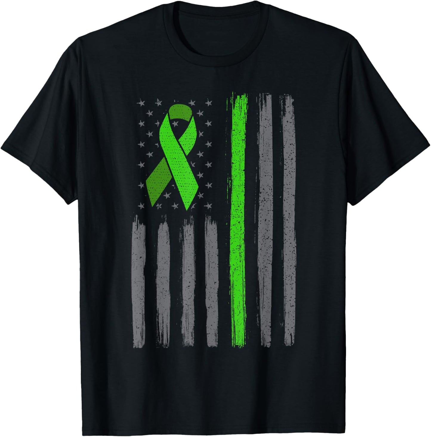 Lime green ribbon flag non hodgkin lymphoma cancer awareness T-Shirt - T-Shirt | Black