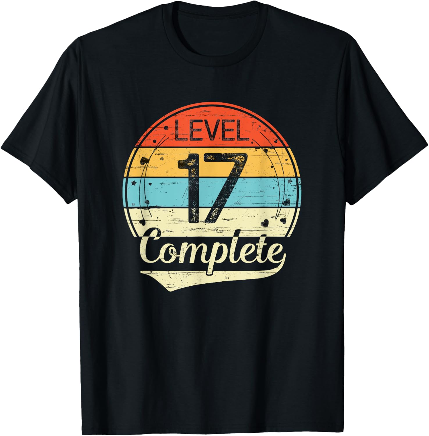 Level 17 Complete Retro 17th Wedding Anniversary T-Shirt - T-Shirt | Black