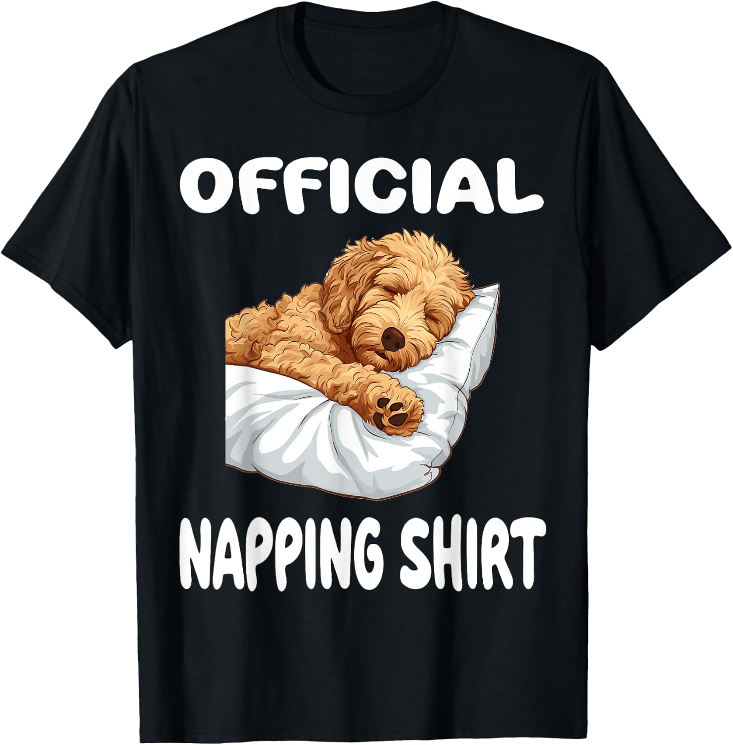 Goldendoodle Dog Pajamas Nightgown Official Napping T-Shirt - T-Shirt | Black