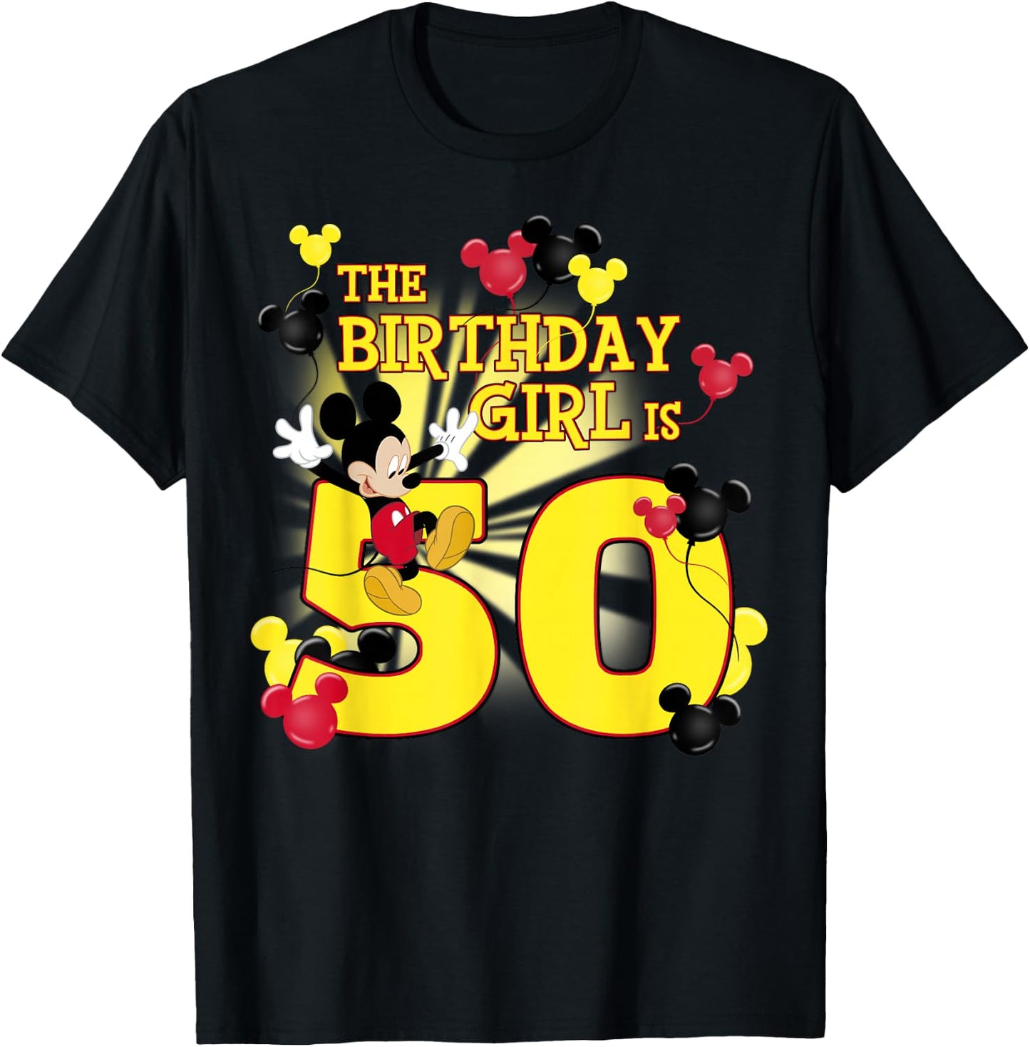 Disney Mickey and Friends Mickey 50th Birthday Girl T-Shirt - T-Shirt | Black
