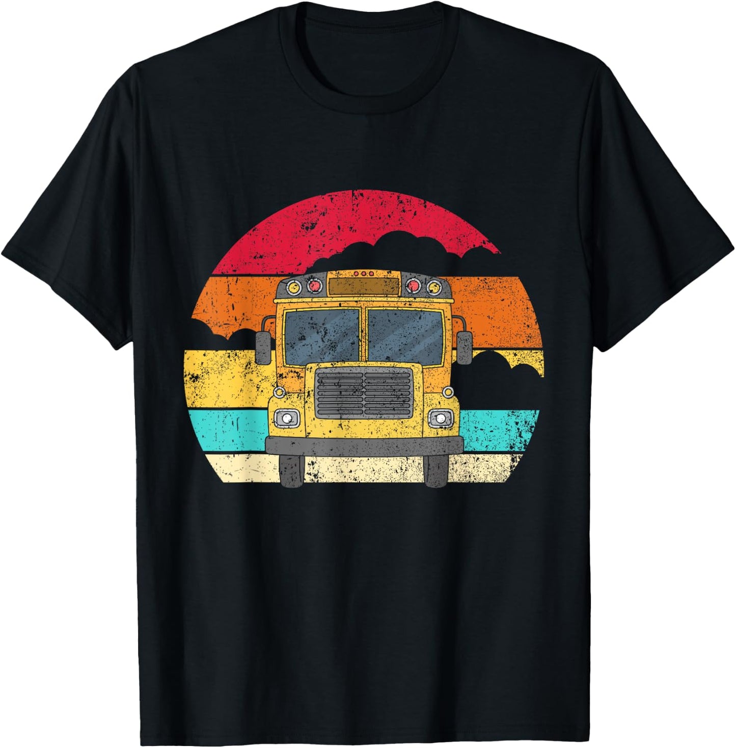 Retro Yellow School Bus for School Bus Driver and Busman T-Shirt - T-Shirt | Black