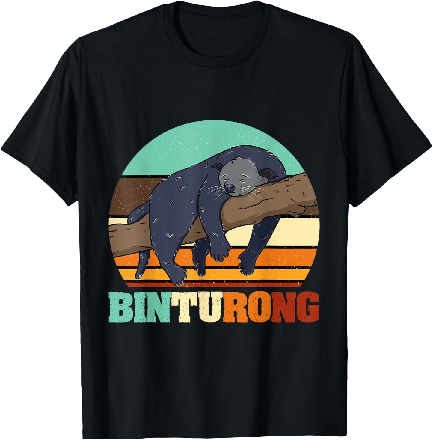 Vintage Binturong Animal Lover Sunset T-Shirt - T-Shirt | Black