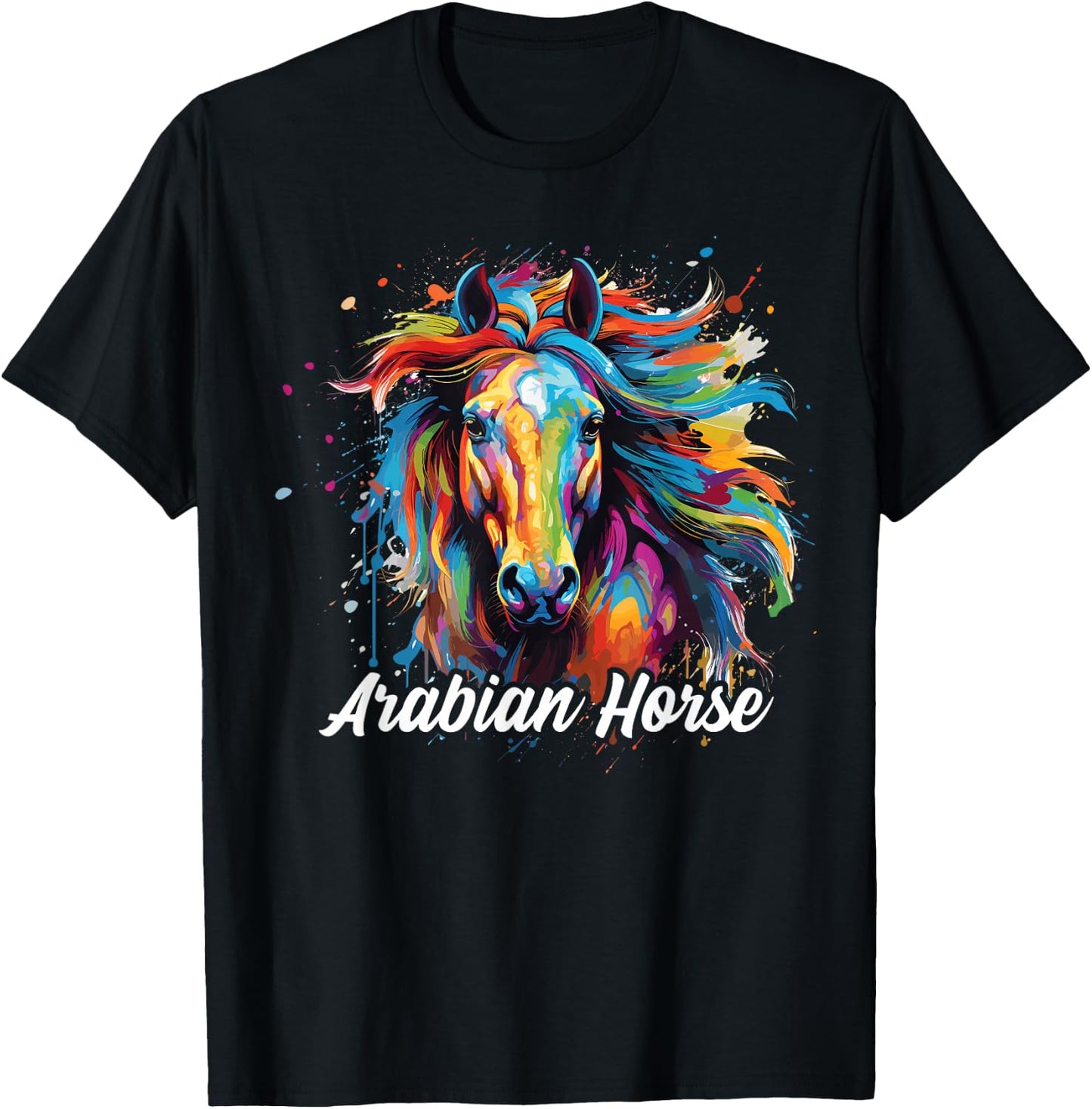 Arabian Horse Paint Splatter, Arabian Horse T-Shirt - T-Shirt | Black