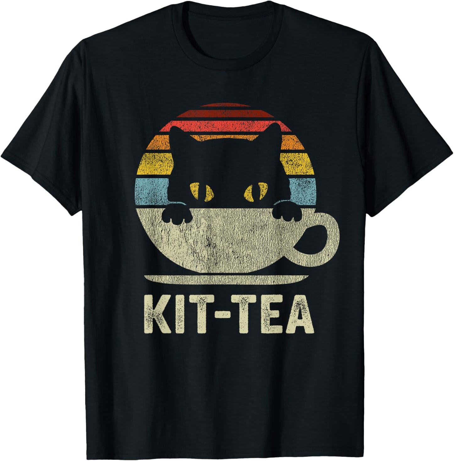 Kit Tea Black Kitty Cat Tea Lover Gift T-Shirt - T-Shirt | Black