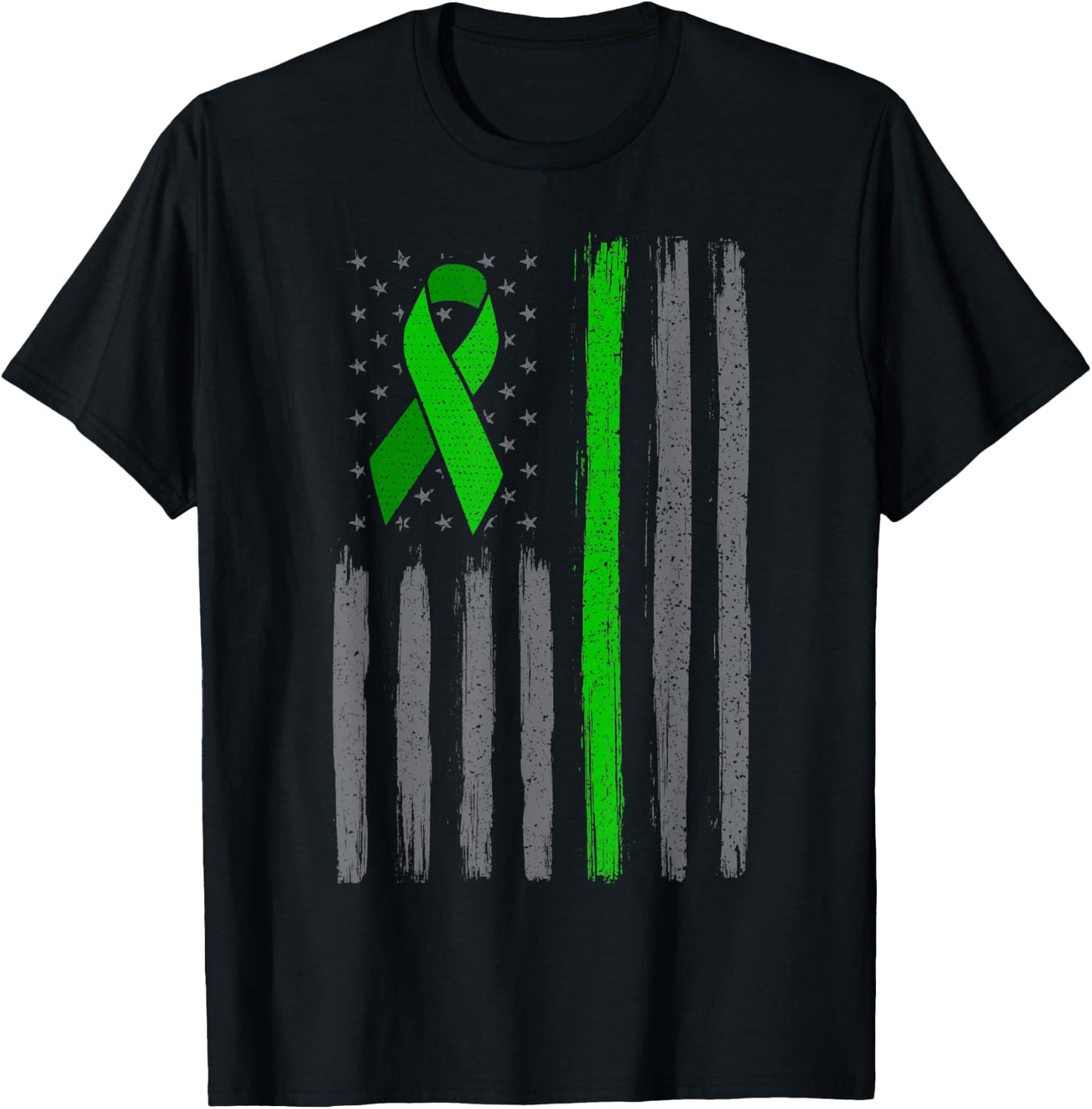 Green emerald ribbon flag liver cancer awareness T-Shirt - T-Shirt | Black