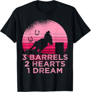 Horse Barrel Racing 3 Barrels 2 Hearts 1 Dream Rodeo Pink T-Shirt - T-Shirt | Black