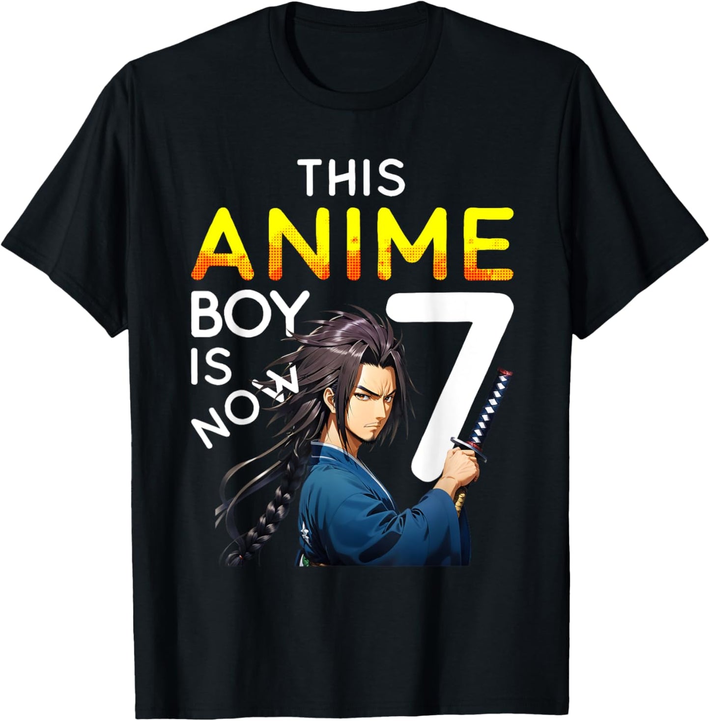 This Anime Boy Is Now 7 Years Old 7th Birthday Kawaii Kids T-Shirt - T-Shirt | Black