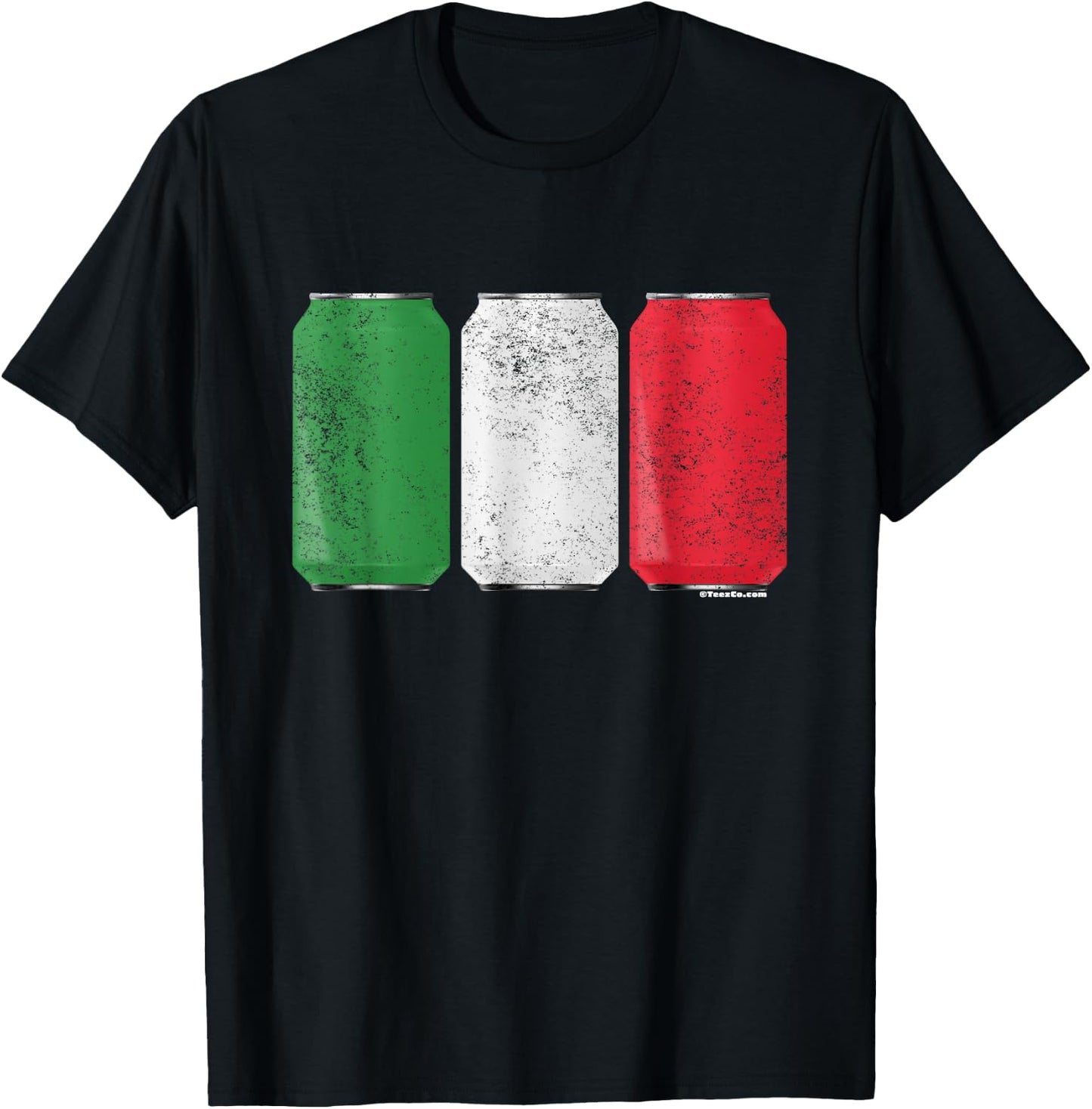 Cool Graphic Beer Cans Italy Flag T-Shirt - T-Shirt | Black