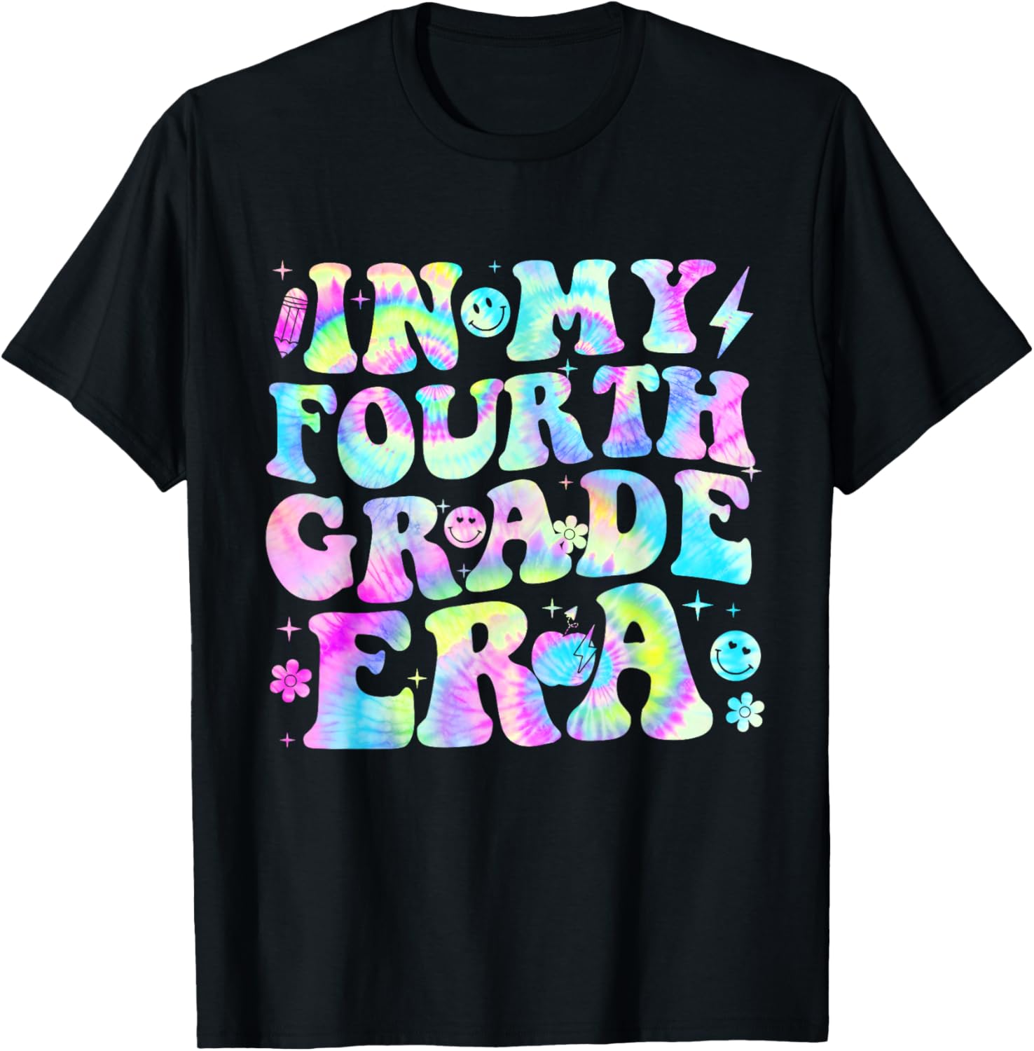 Groovy In My Fourth Grade Era First Day 4th Grade Tie Dye T-Shirt - T-Shirt | Black