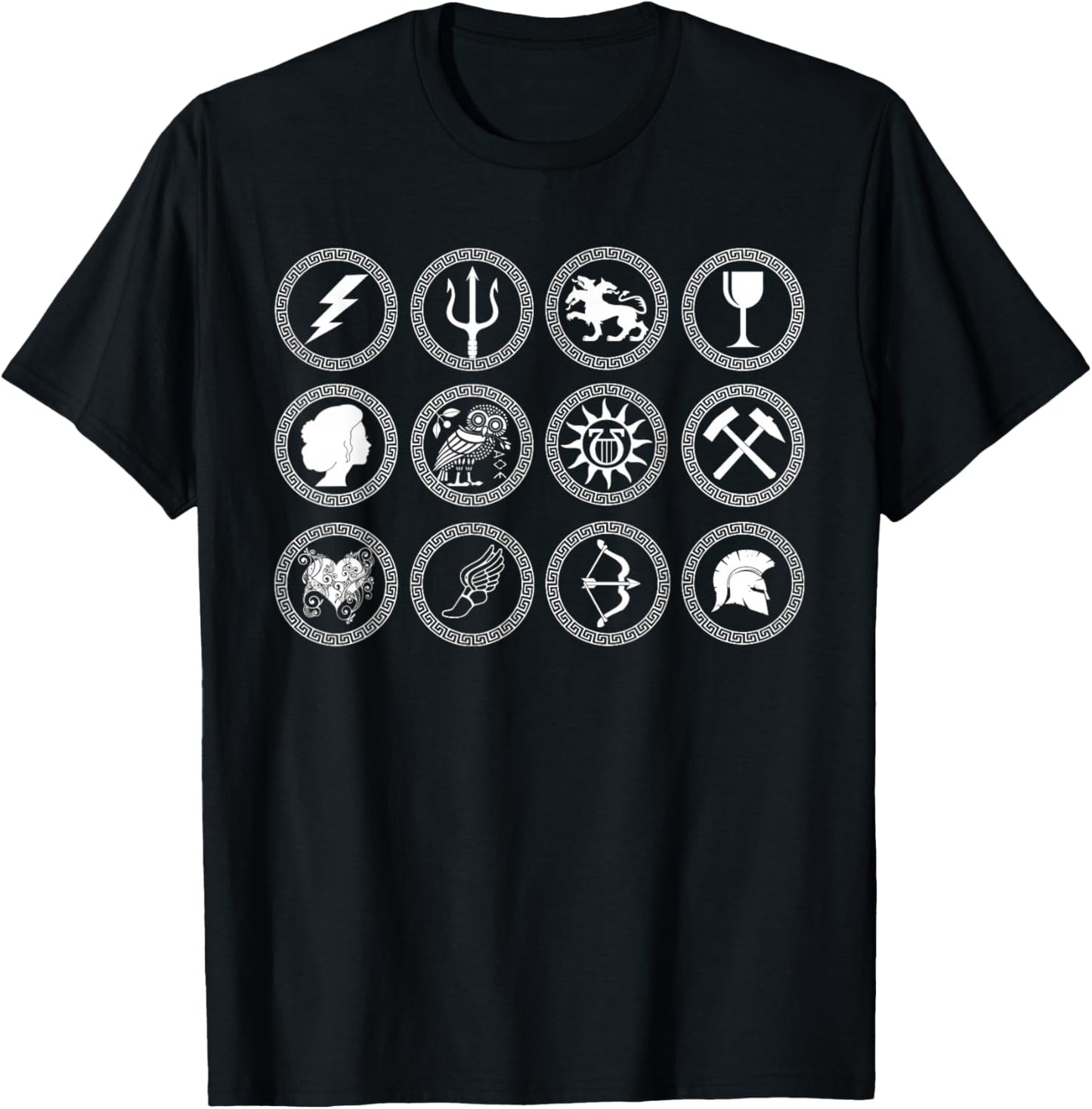 Greek Gods and Goddesses of Olympus Greek Mythology T-Shirt - T-Shirt | Black
