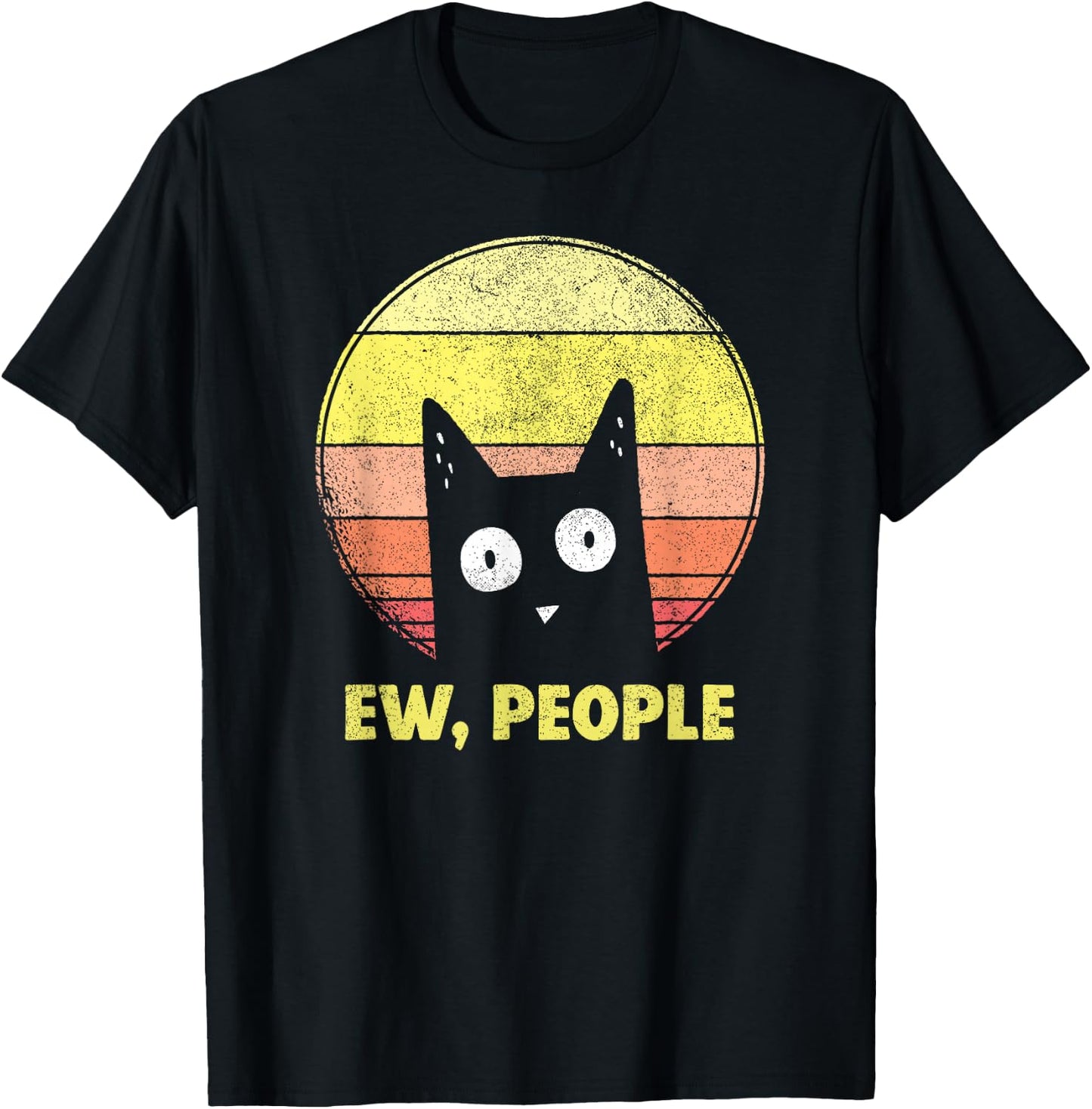 Vintage Retro Ew, People Funny Cat Lovers Gift T-Shirt - T-Shirt | Black