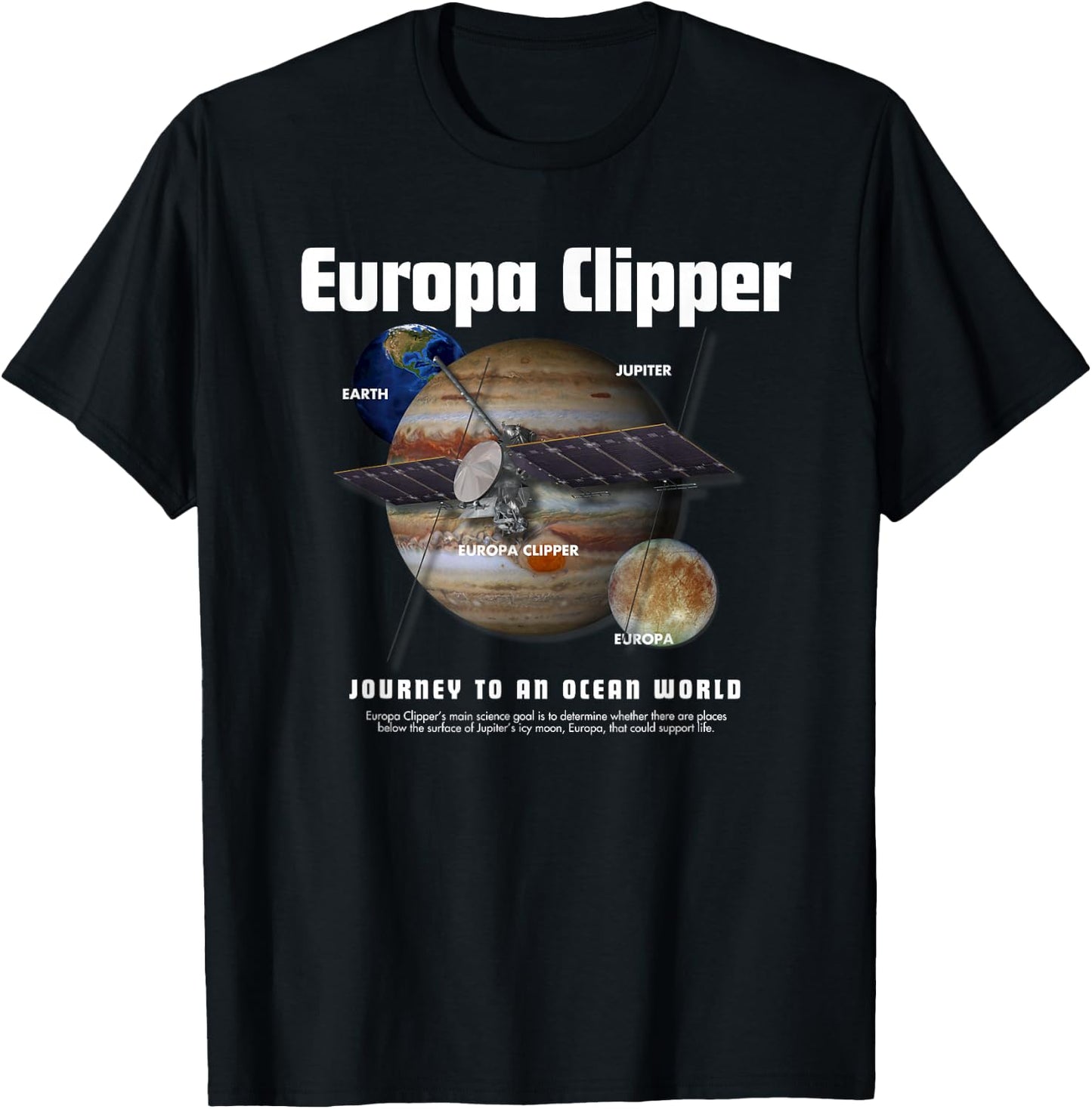 Europa Clipper Space Program Retro 2024 T-Shirt - T-Shirt | Black