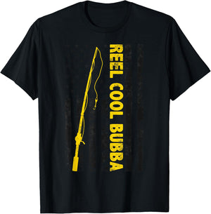 Reel cool Bubba Fishing American Flag Gift Fisherman Bubba T-Shirt - T-Shirt | Black